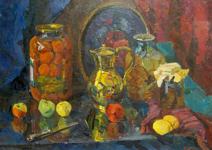 Golden pitcher in Kerzhner Efim Aleksandrovic oil painting still life