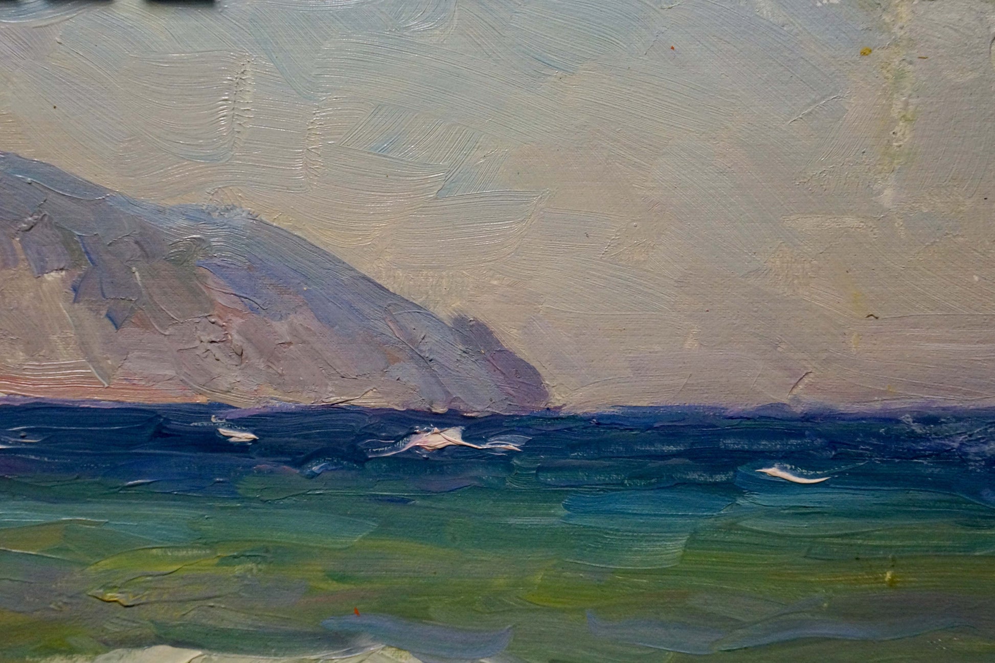 Oil painting seascape by Kolomoitsev Petr Mikhailovich, coastal cliff