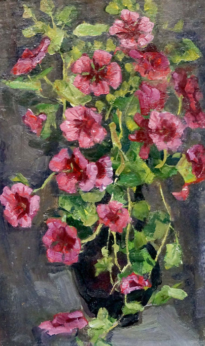 Oil painting Crimson Bouquet in a Vase by Petr Volsky vibrant pink flowers