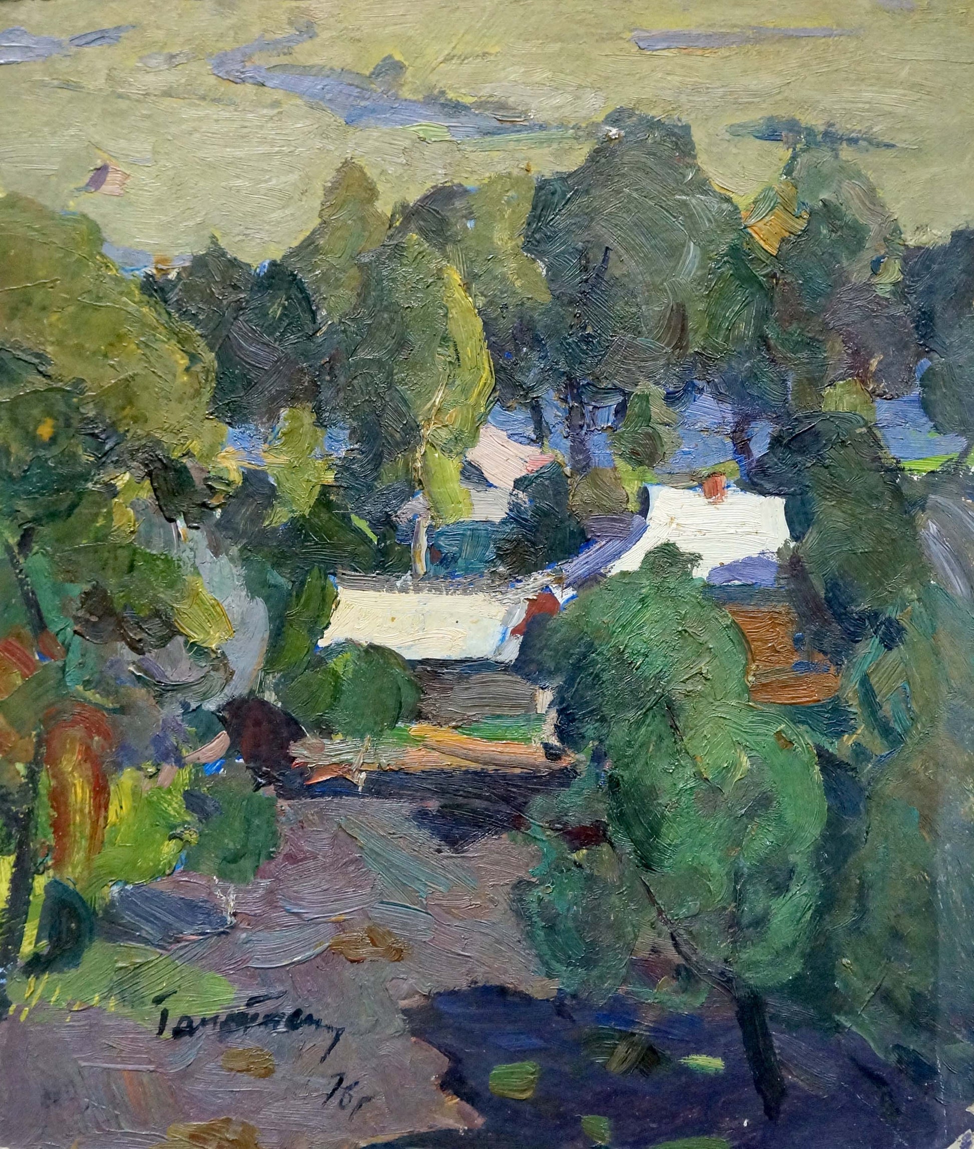Vibrant impressionist oil painting Corner in the forest by Gantman Moisey Faibovich