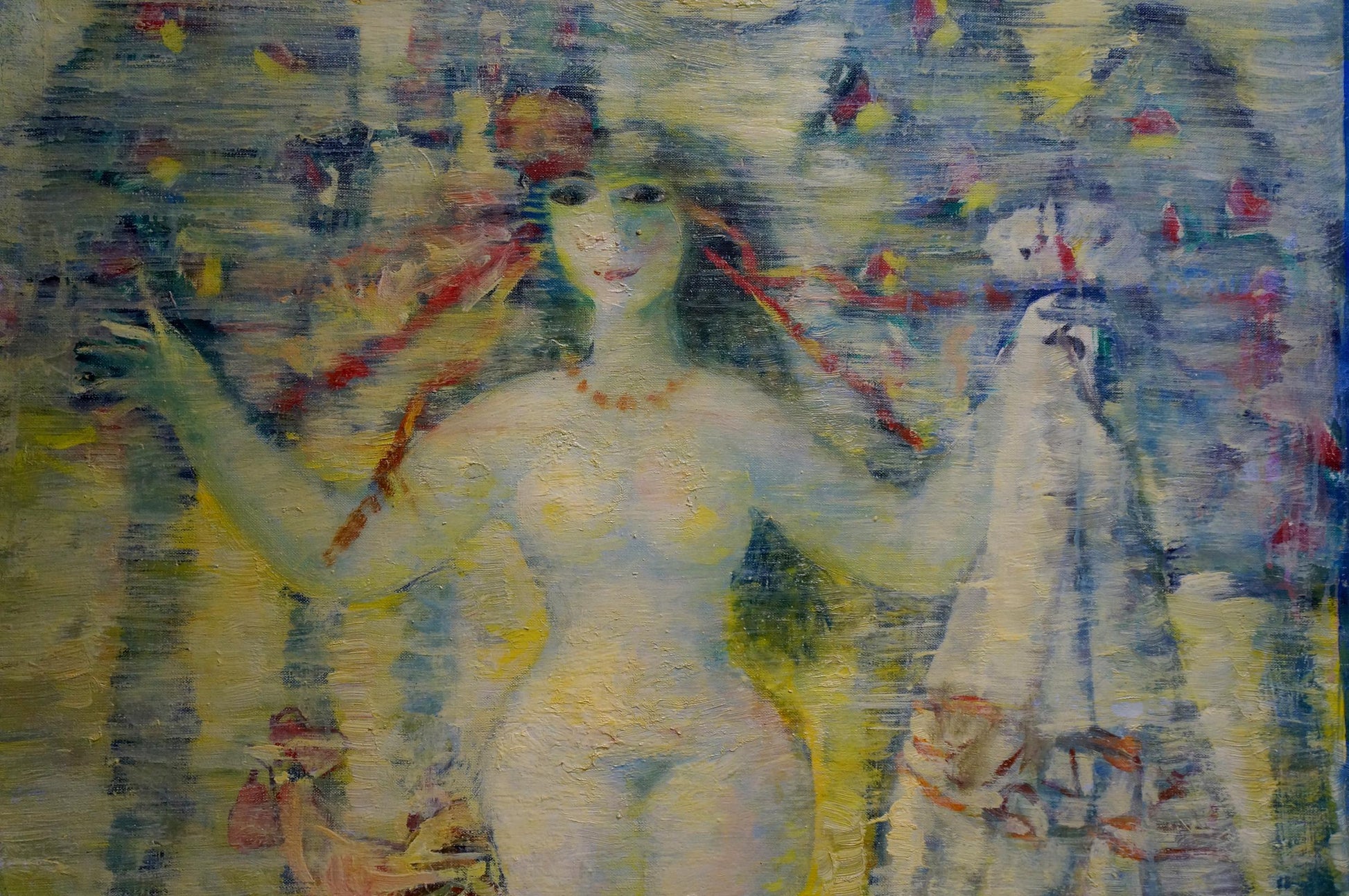 Abstract oil painting portrait of pale-skinned girl by Prokopenko Nikolay Nikolaevich