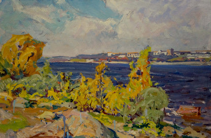 Vibrant impressionistic oil painting Golden autumn by Kolosovsky Georgy Sergeevich