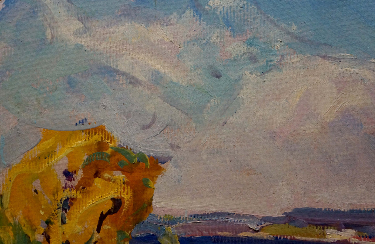 Vibrant yellow sunflower oil painting by Kolosovsky Georgy Sergeevich
