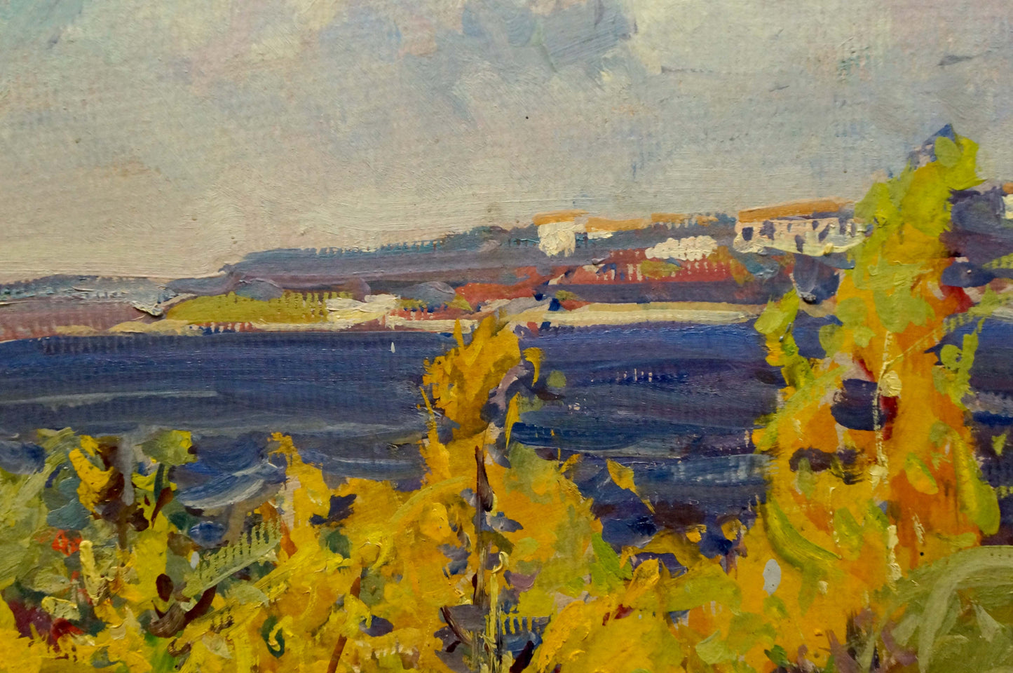 Vibrant yellow foliage in Golden Autumn oil painting by Kolosovsky Georgy Sergeevich