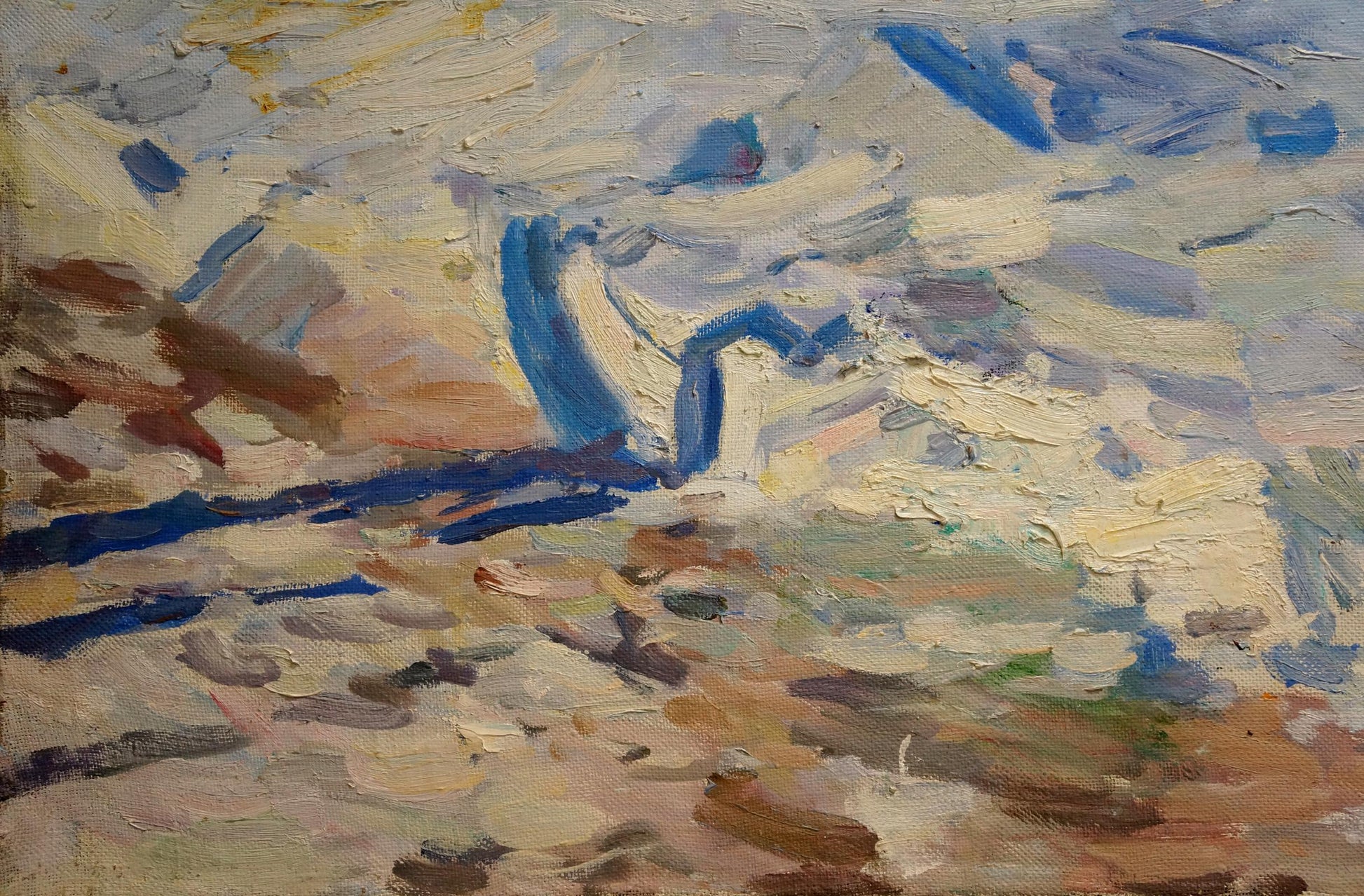 Impressionistic oil painting of winter landscape by Samokhvalov A.N