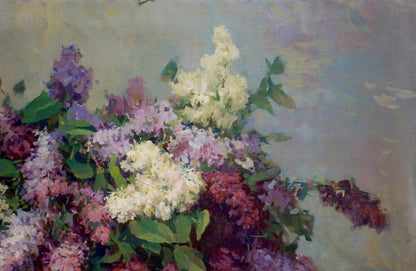 Oil painting of vibrant lilac bouquet by Safonov Sergey Dmitrievich