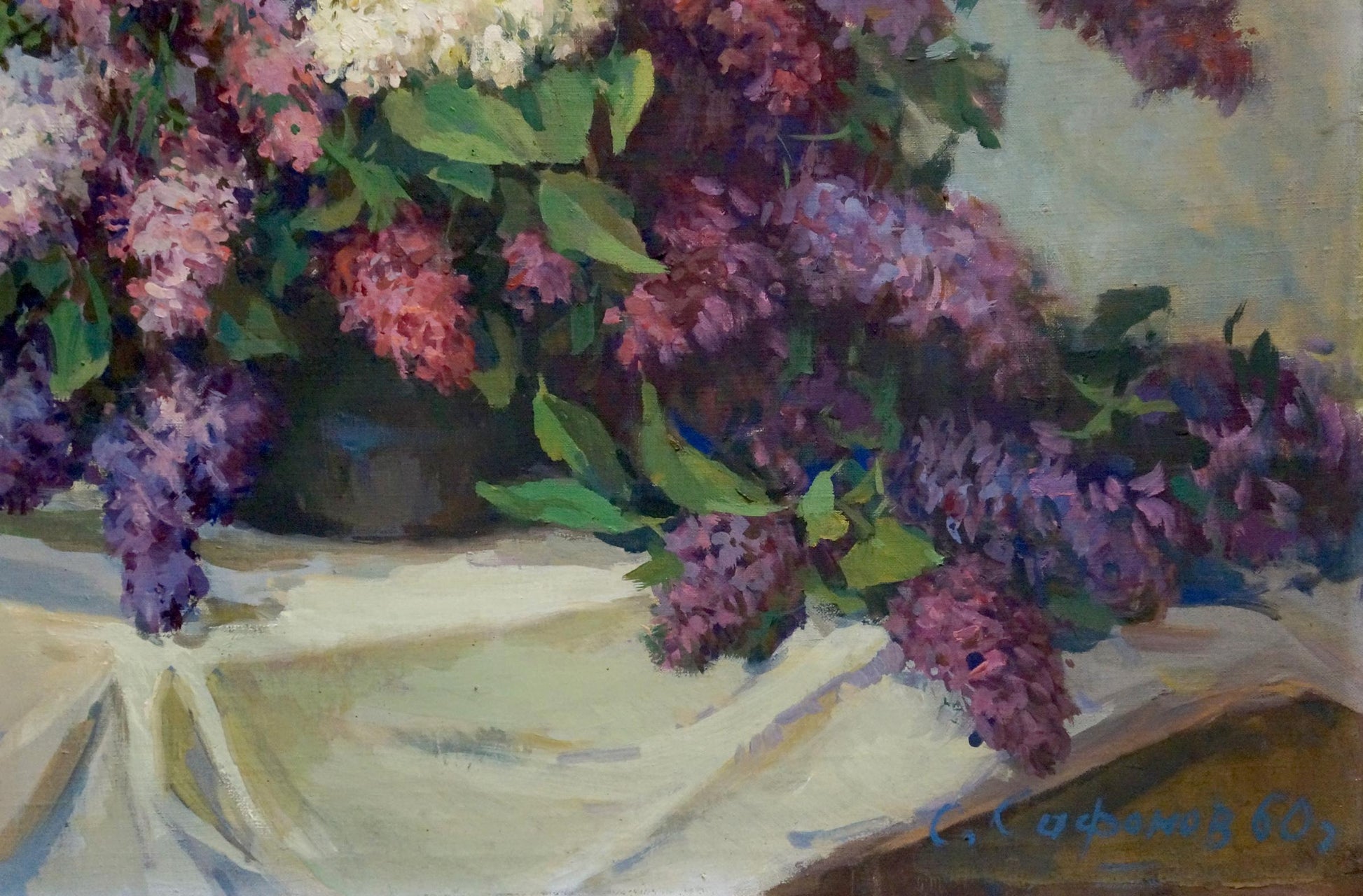 Oil painting of lilac bouquet by Safonov Sergey Dmitrievich