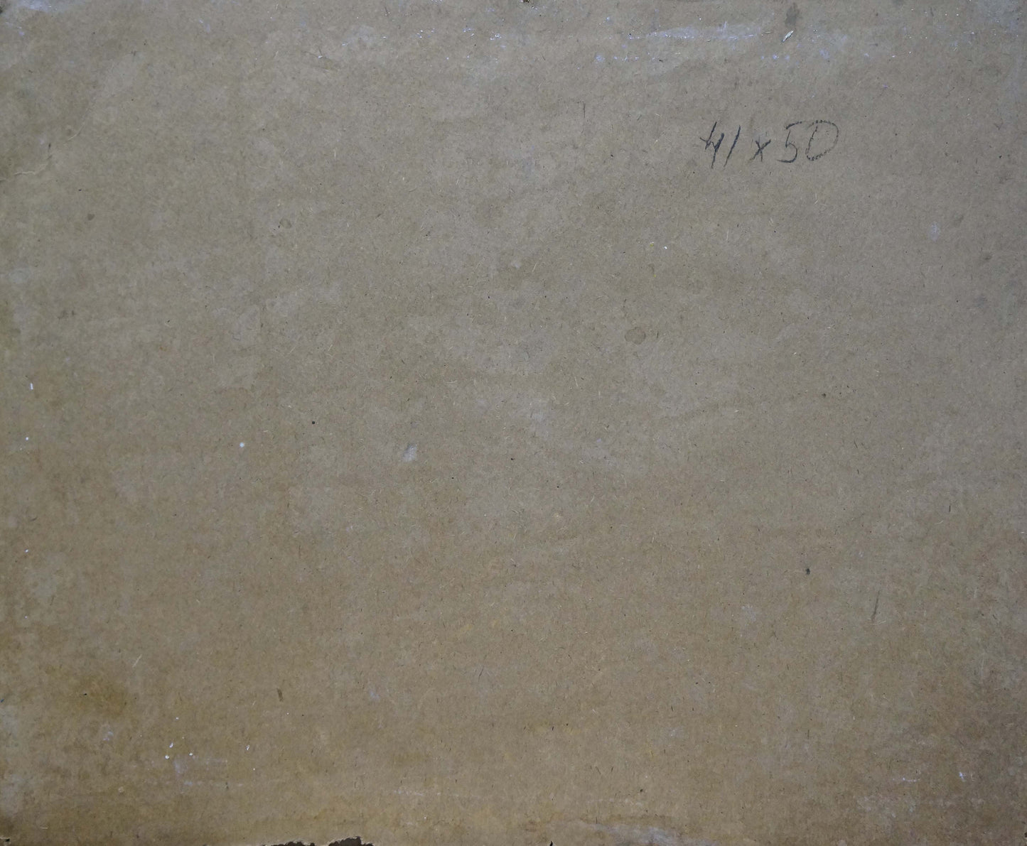 Back of beige textured stone slab for Oil painting Lilacs and tulips on the table, 41x50 inches