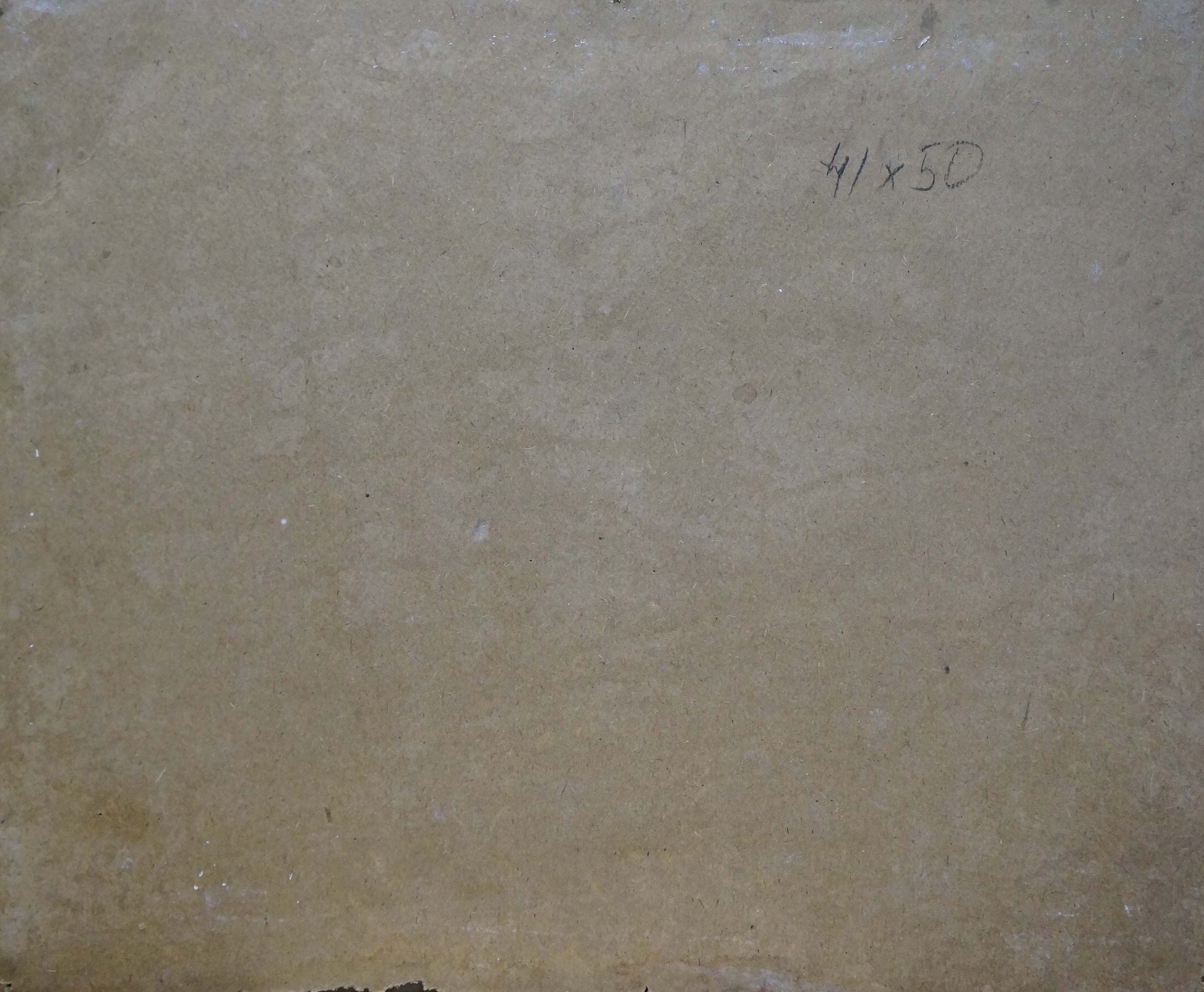 Back of beige textured stone slab for Oil painting Lilacs and tulips on the table, 41x50 inches