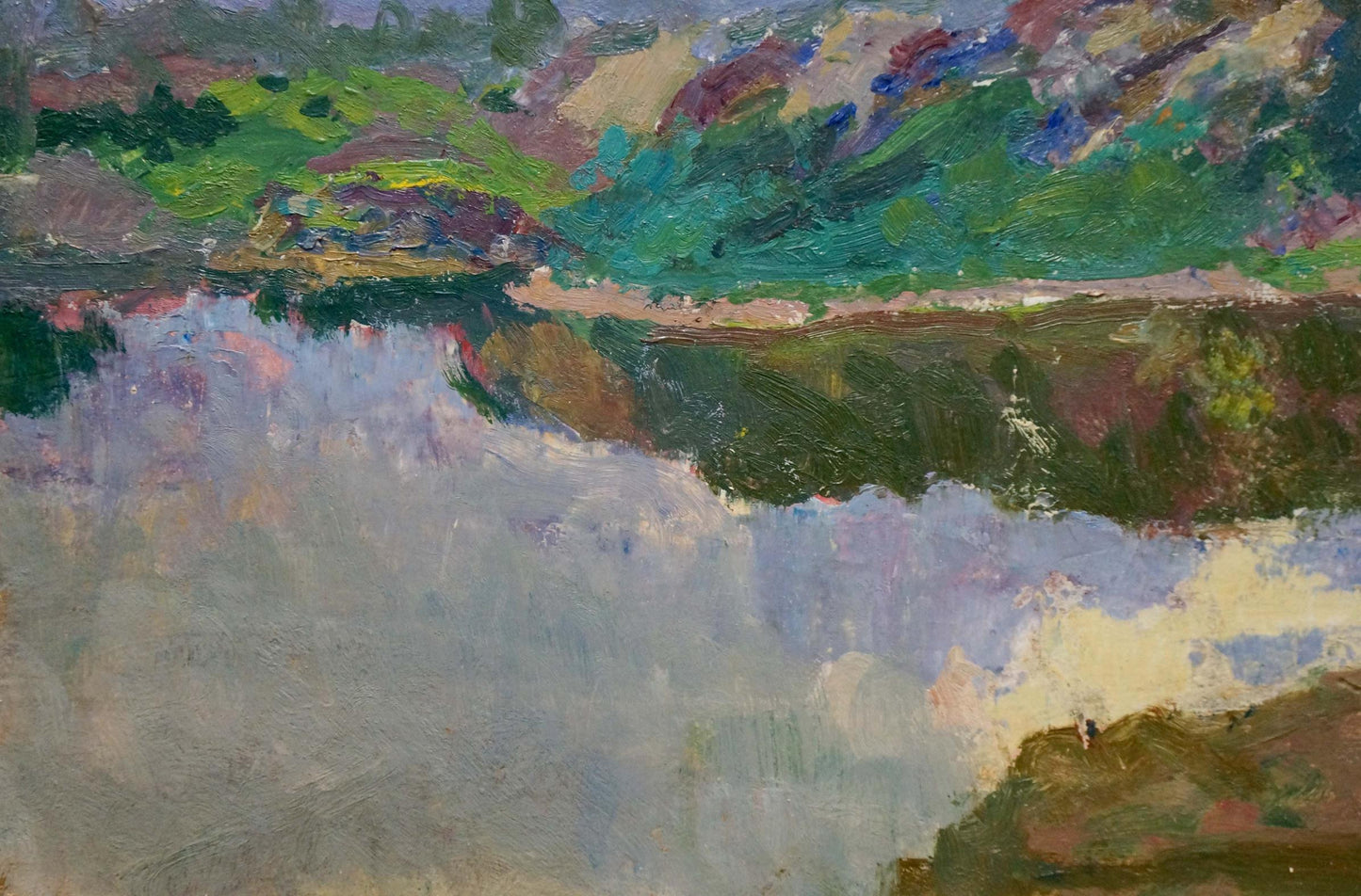 Vibrant impressionist oil painting Sunset by the River by Kalatsyuk Yakov Alekseevich