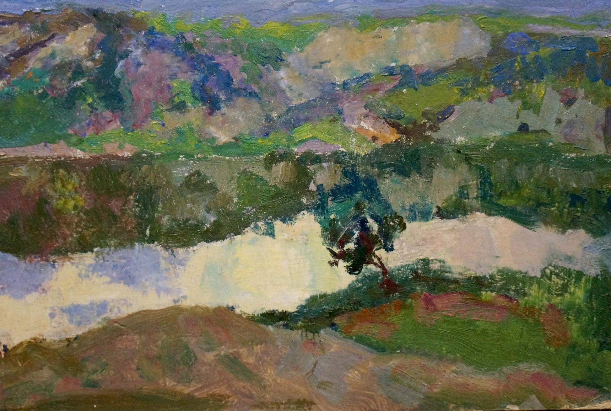 Vibrant impressionist oil painting Sunset by the River by Kalatsyuk Yakov Alekseevich