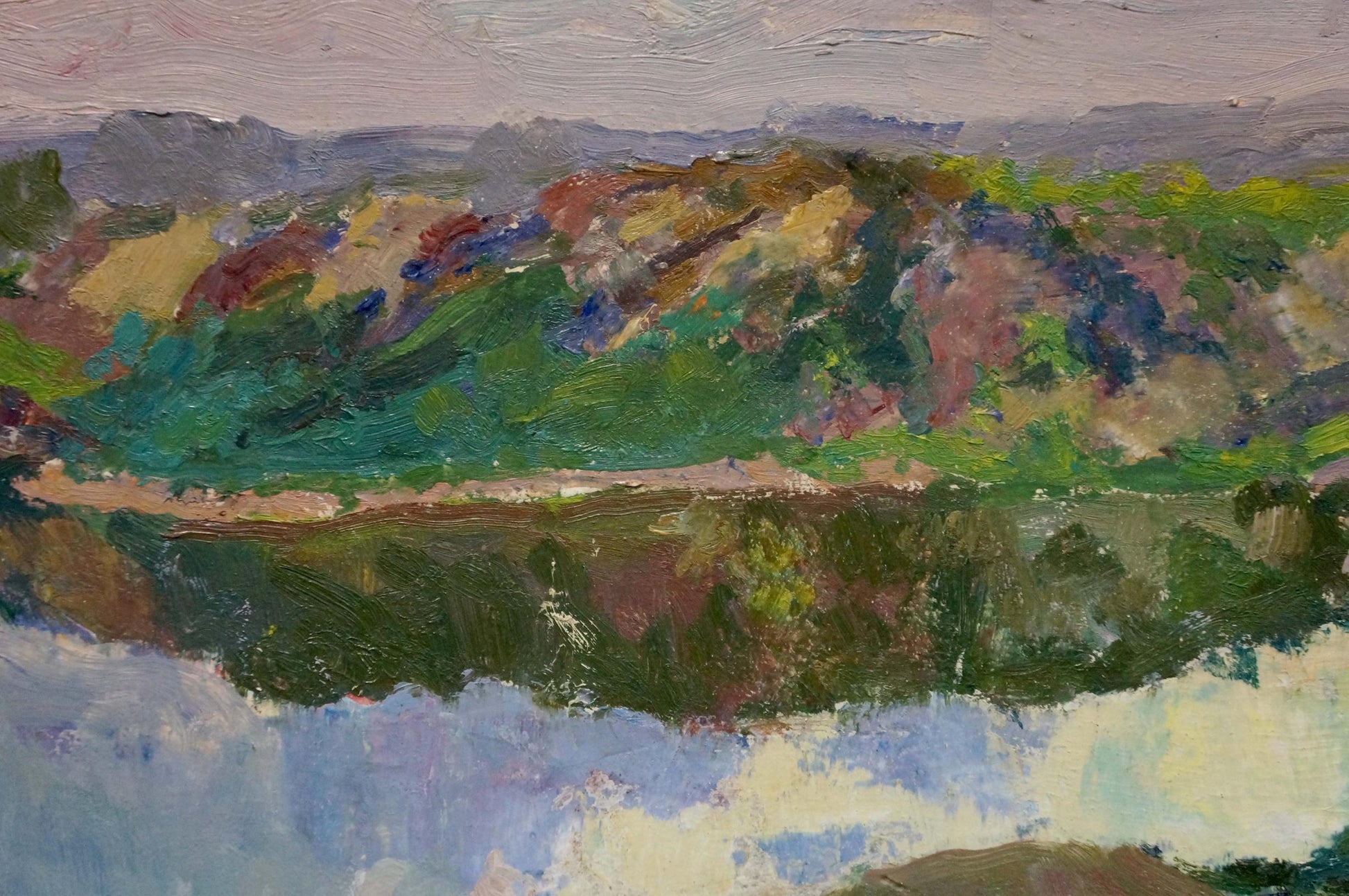 Vibrant impressionist oil painting Sunset by the River by Kalatsyuk Yakov Alekseevich
