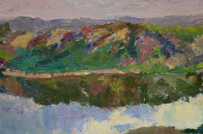 Vibrant impressionist oil painting Sunset by the River by Kalatsyuk Yakov Alekseevich