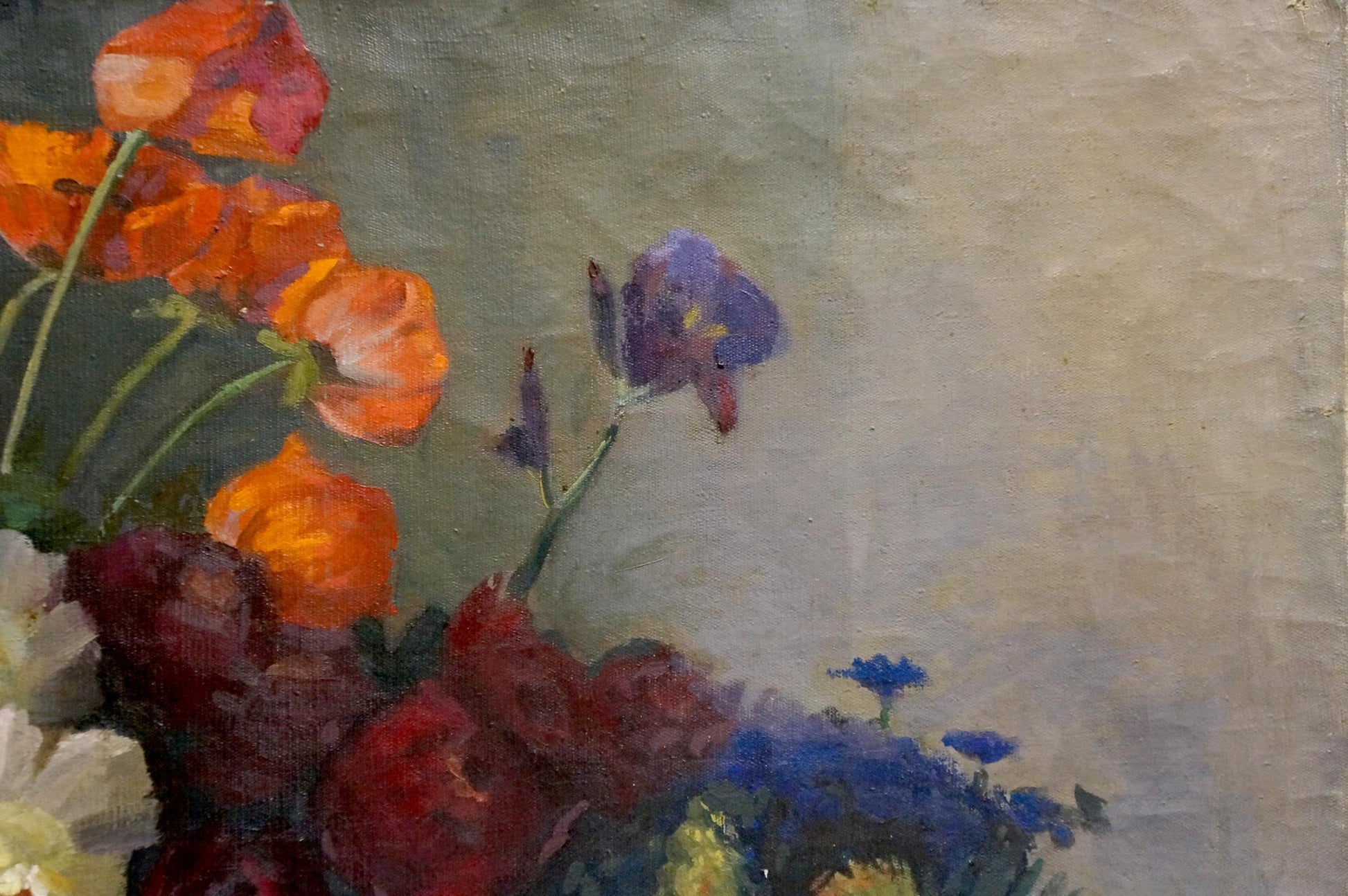 Vibrant oil painting of colorful flowers by Valentin Smirnov