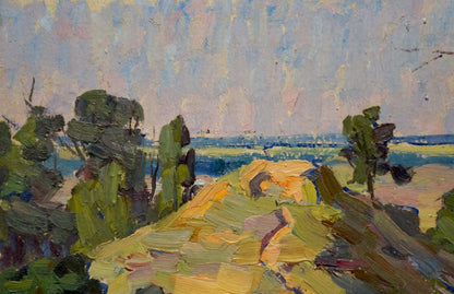 Vibrant impressionist oil painting by Mordovets Andrey Nikitich, sunlit coastal landscape