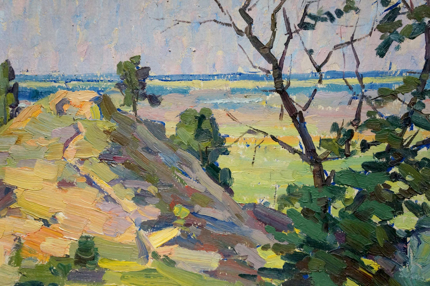 Oil painting landscape by Mordovets Andrey Nikitich: vibrant impressionist hills and trees