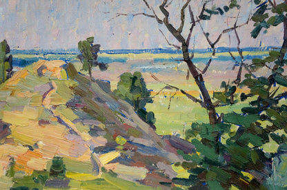 Oil painting landscape by Mordovets Andrey Nikitich: vibrant impressionist hills and trees