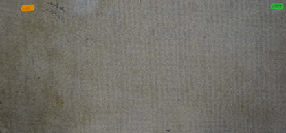 Back of oil painting Landscape Mordovets Andrey Nikitich, textured gray surface with tags