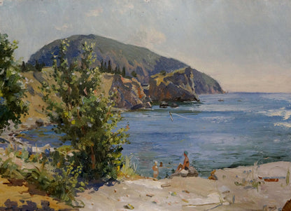 Oil painting Girls near the shore by Zatsepina Zinaida Ilyinichna