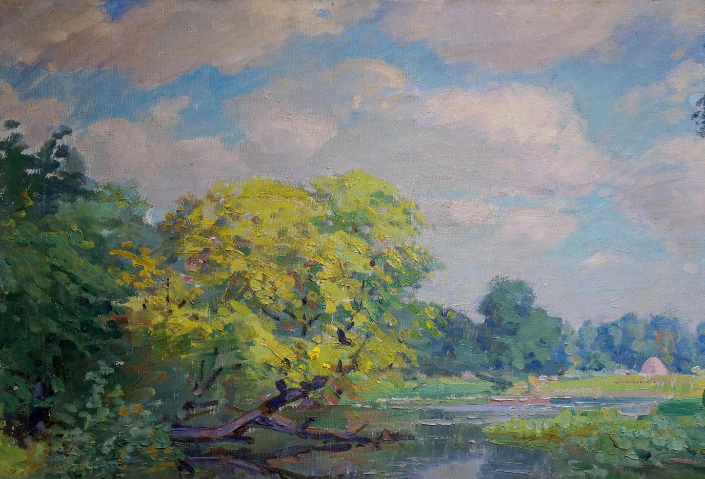 Oil painting of serene river landscape by Kisil Grigory Alekseevich