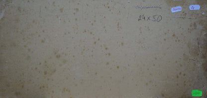 Back of oil painting It’s starting to rain by Stremsky Alexander Ivanovich, beige speckled surface with handwritten markings and labels