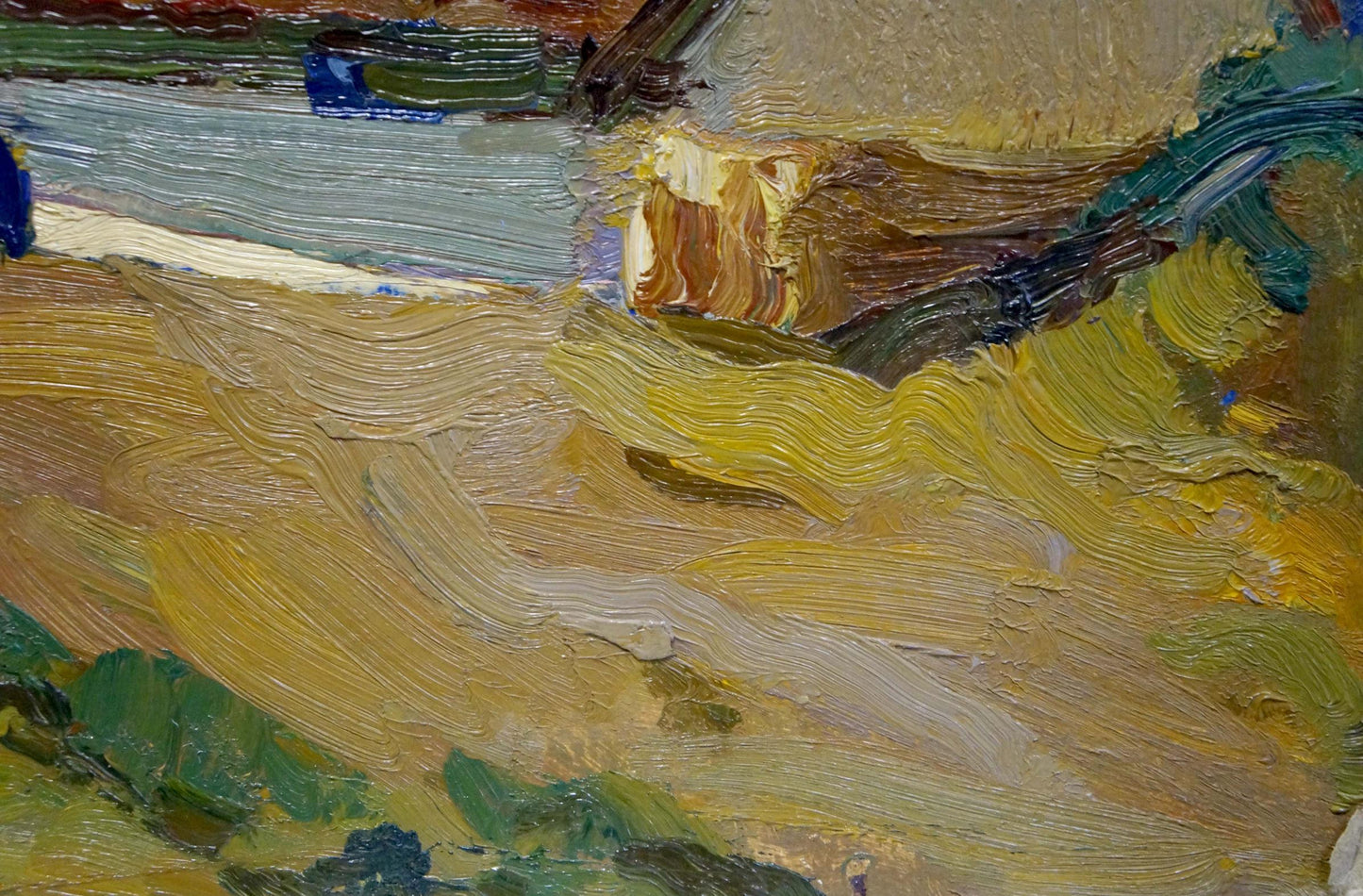 Oil painting New World by Gavrilyuk Nikolay Stepanovich, golden yellows and browns