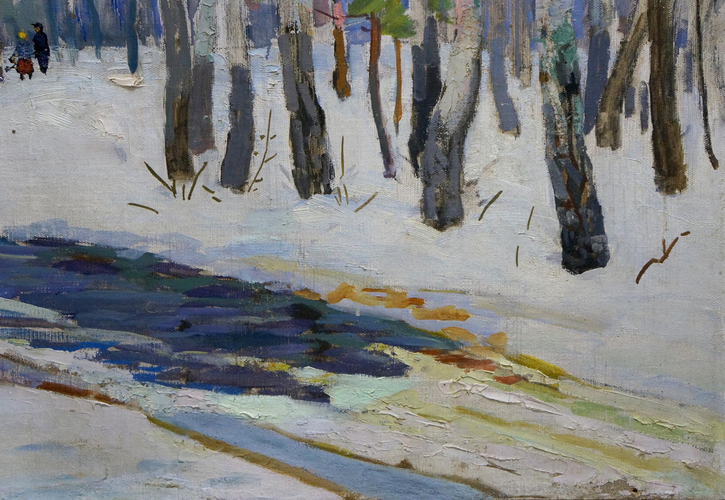 Oil painting Winter landscape by Vladimir Belyak: snow-covered birch trees