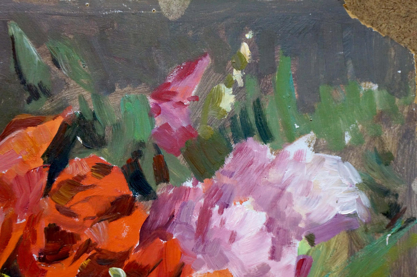 Vibrant impressionist oil painting of flower bouquet by Kiyanchenko Georgy