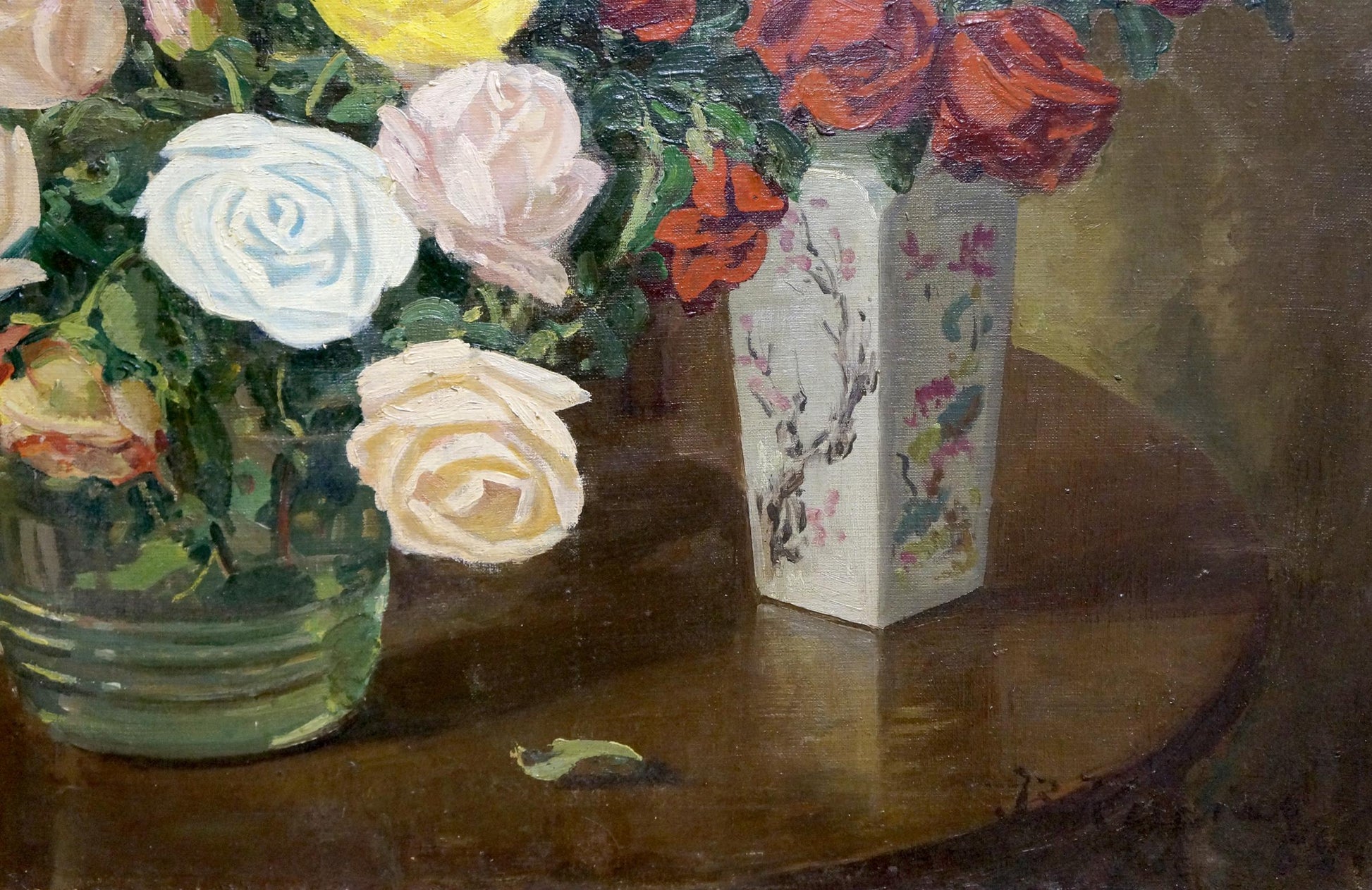 Oil painting Still life by Kisil Grigory Alekseevich with floral vase and roses