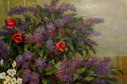Oil painting by Doroshenko Sergey Vladimirovich: lilacs, roses, white flowers