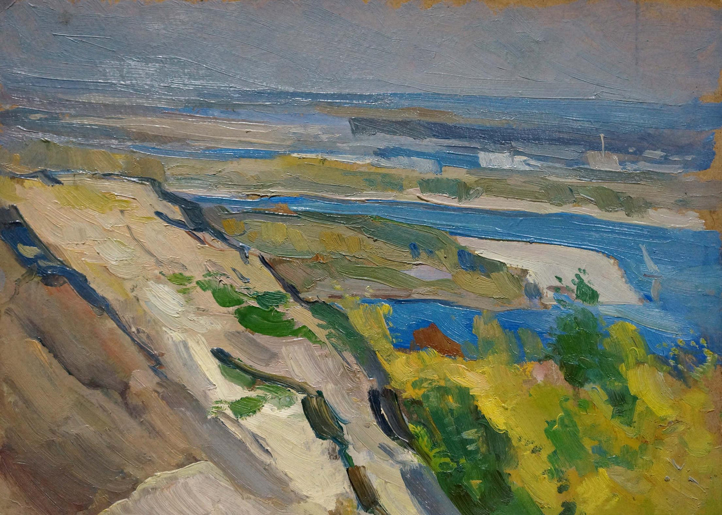 Oil painting Cloudy day in a river landscape by Nikolay Buryachok