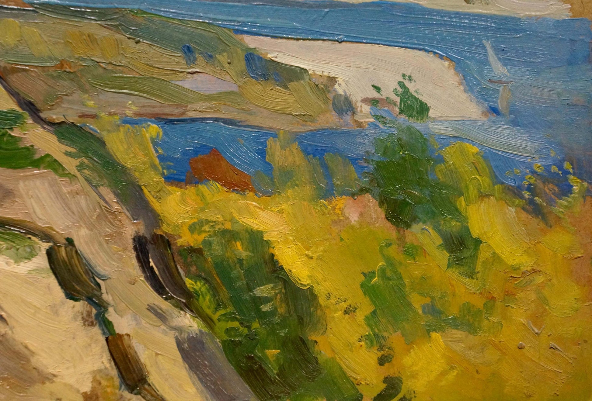 Vibrant impressionist oil painting Cloudy day in a river landscape by Nikolay Buryachok