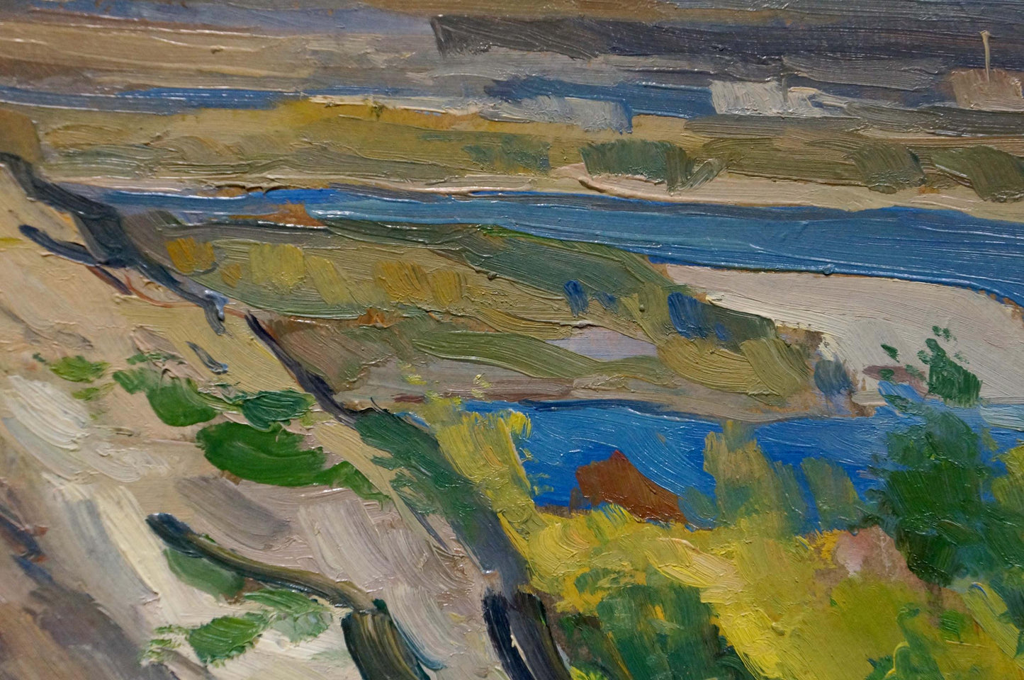 Oil painting Cloudy day in a river landscape by Nikolay Buryachok