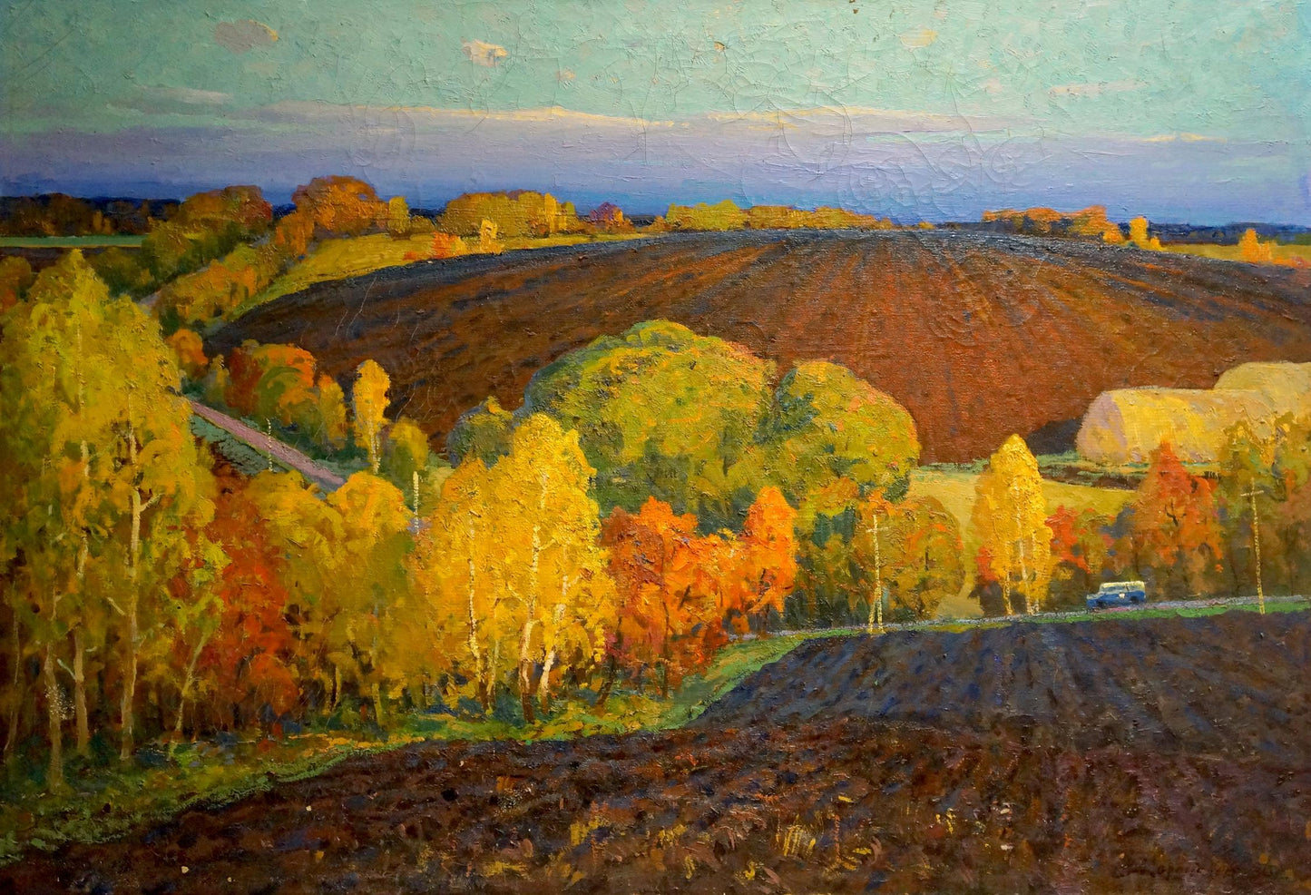 Oil painting by Korostelev Vladimir Alexandrovich: vibrant autumn fields