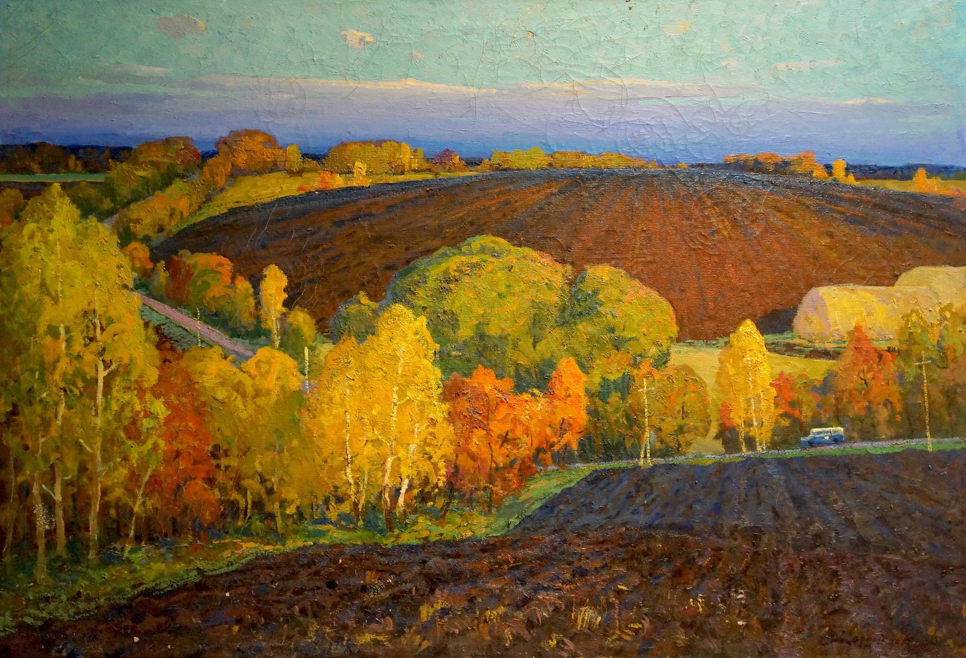 Oil painting by Korostelev Vladimir Alexandrovich: vibrant autumn fields