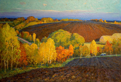 Oil painting by Korostelev Vladimir Alexandrovich: vibrant autumn fields