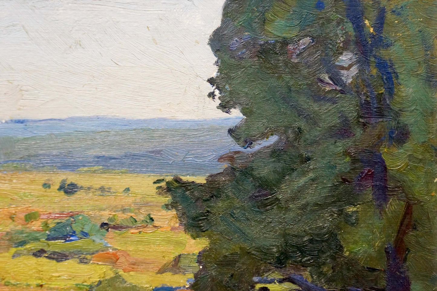 Oil painting Summer Gantman Moses Faybovich lush green tree textured landscape