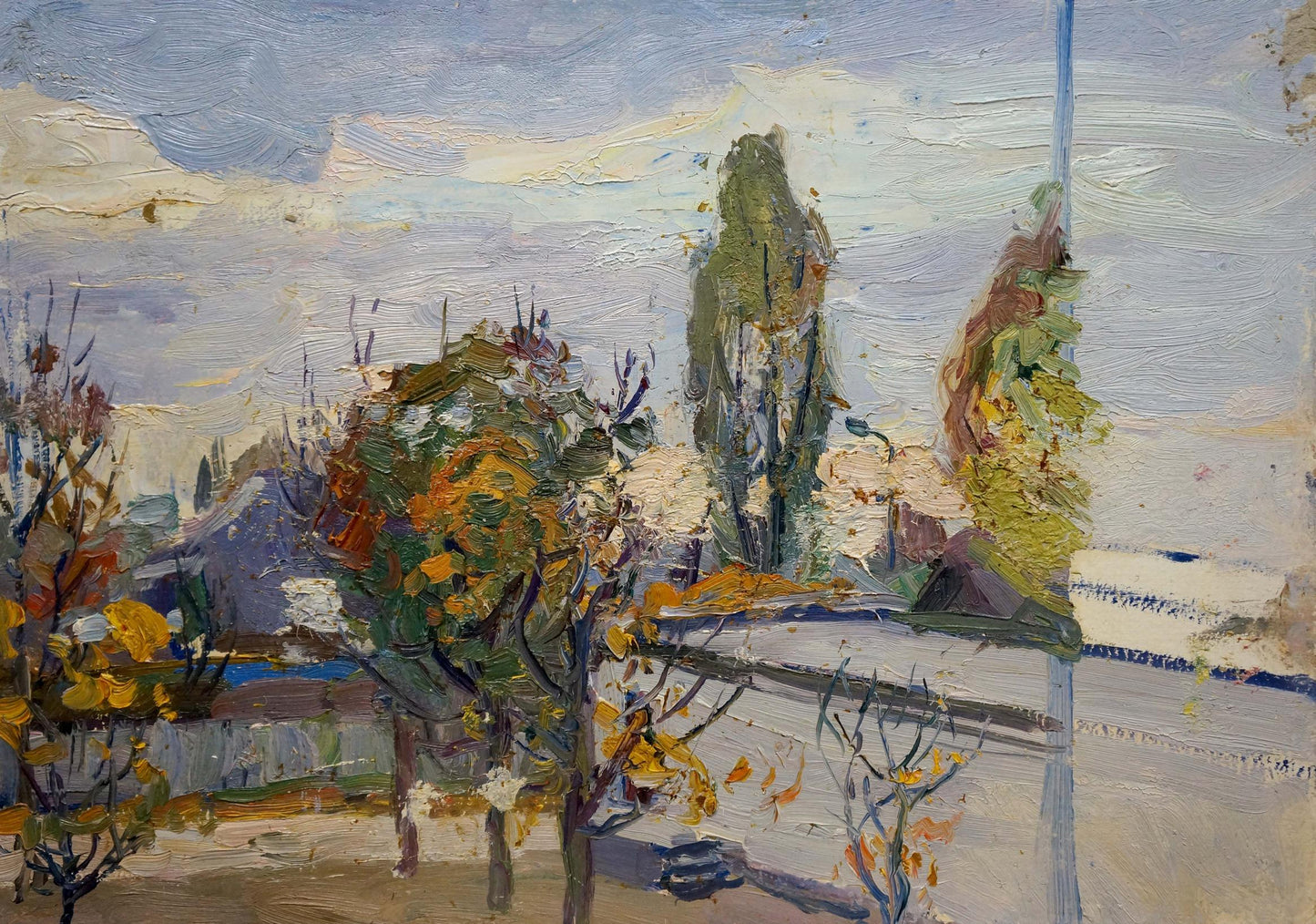 Impressionistic autumn landscape oil painting by Gantman Moses Faybovich