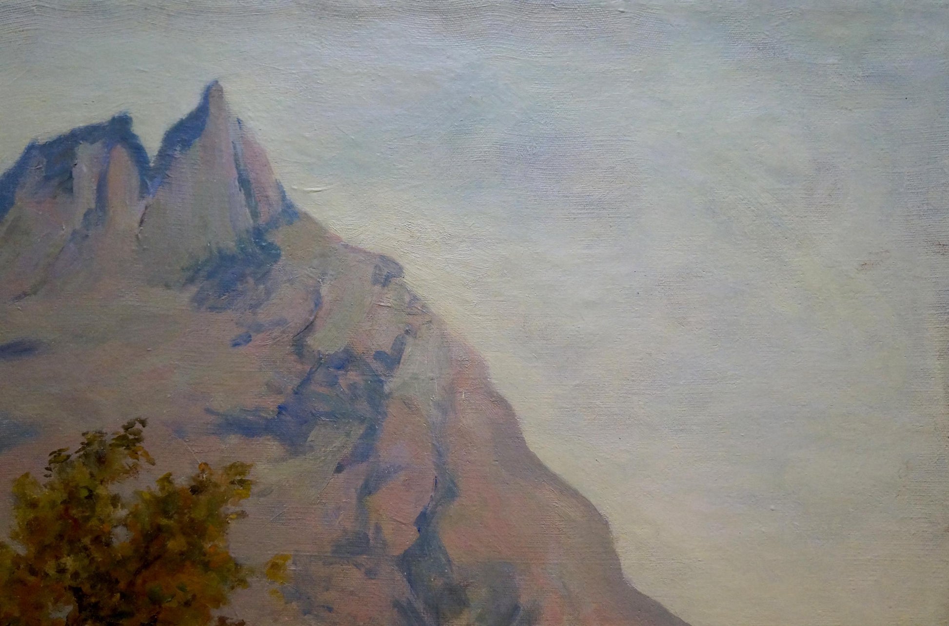 Oil painting of impressionistic mountain range by Ferber A