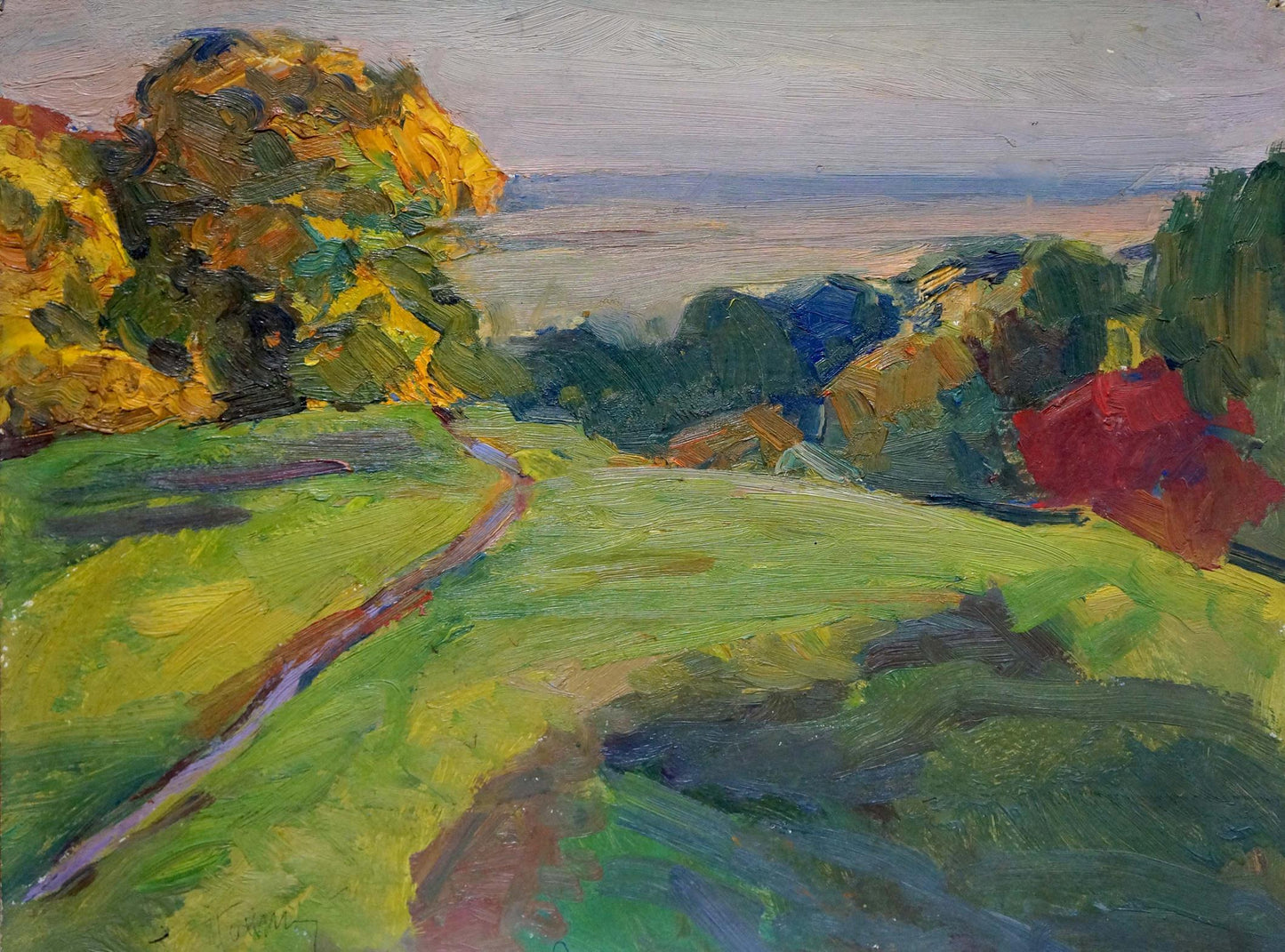 Vibrant impressionist oil landscape by Gantman Moses Faybovich
