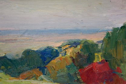 Vibrant impressionist oil painting by Gantman Moses Faybovich: coastal landscape