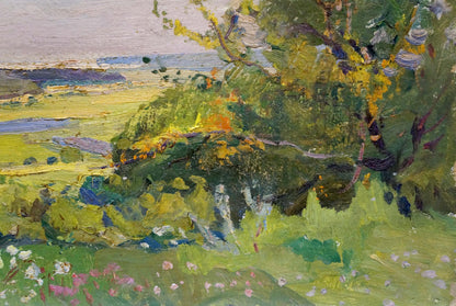 Vibrant impressionistic oil painting by Gantman Moses Faybovich with lush green foliage