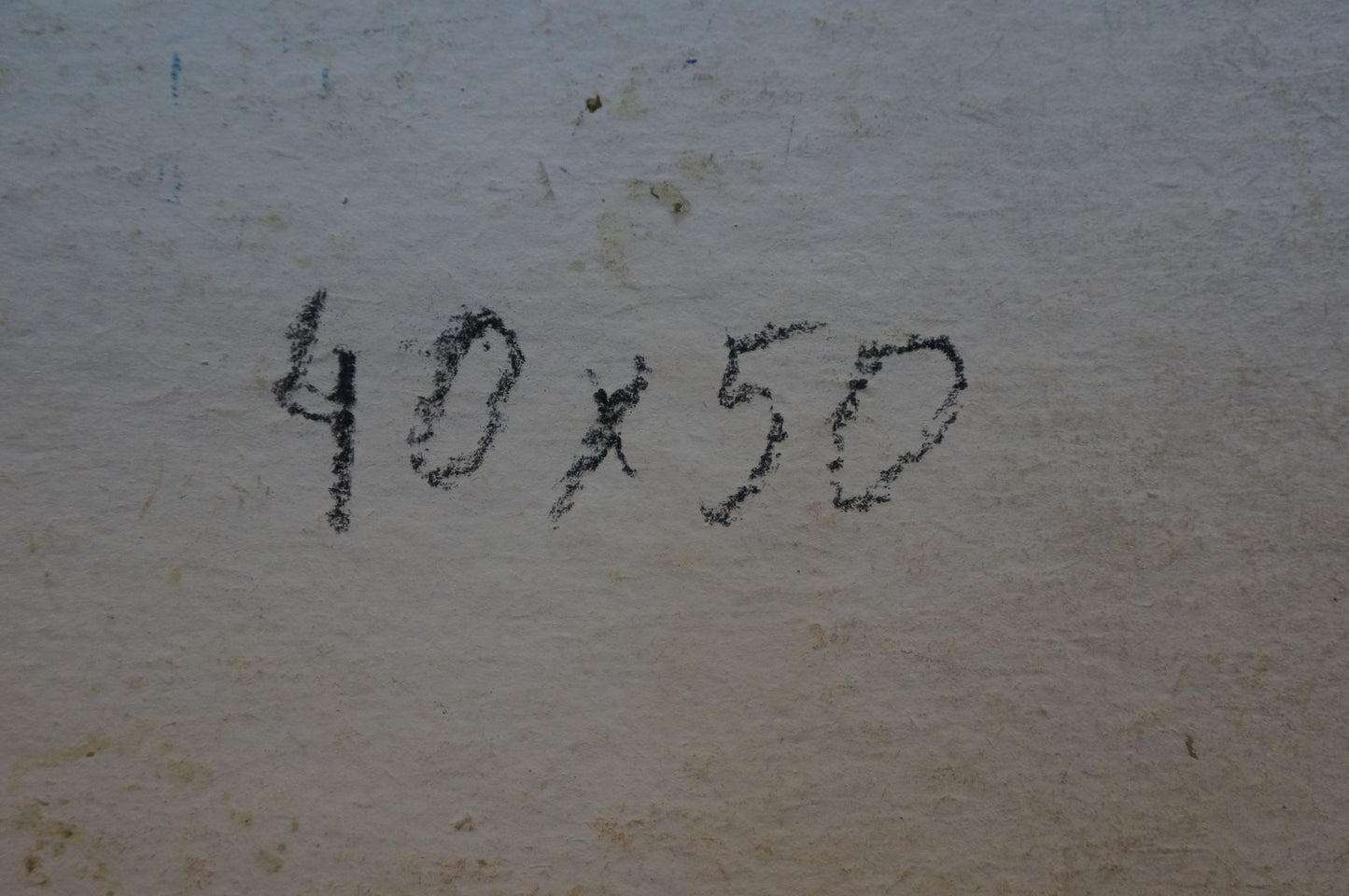 Handwritten black chalk on textured wall mimicking Gantman Moses Faybovich oil painting