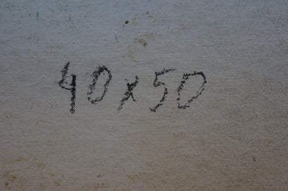 Handwritten black chalk on textured wall mimicking Gantman Moses Faybovich oil painting