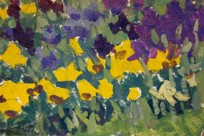Vibrant yellow purple flowers by Pokulity Konstantin Ivanovich oil painting