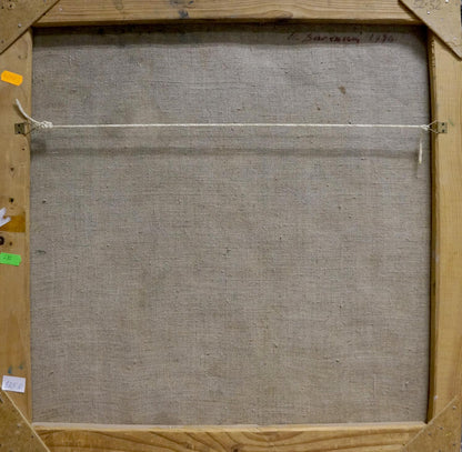 Back of Zaretsky Victor Ivanovich oil painting canvas with beige linen and hardware