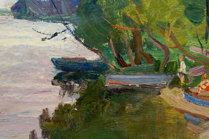 Oil painting Children at the pond by Gantman Moses Faybovich