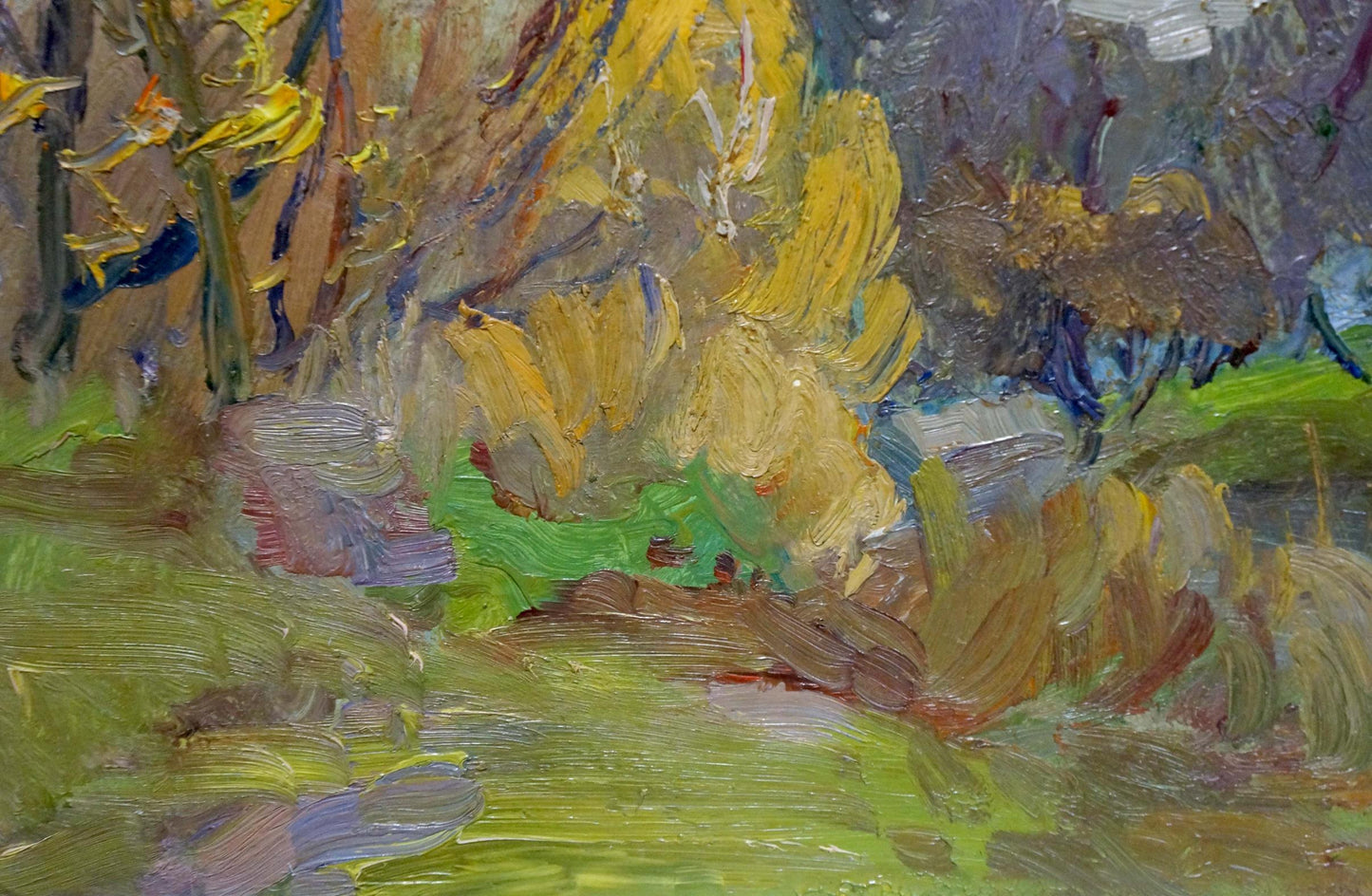 Vibrant impressionist oil painting of sunlit forest by Gantman Moses Faybovich