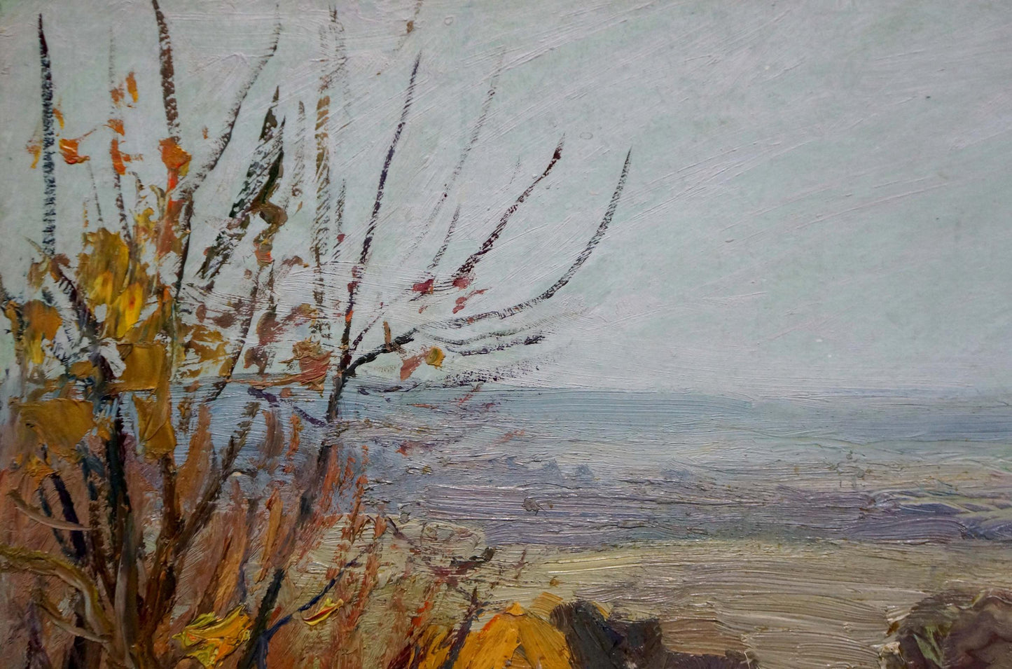 Autumnal tree in golden orange leaves oil painting by Gantman Moses Faybovich