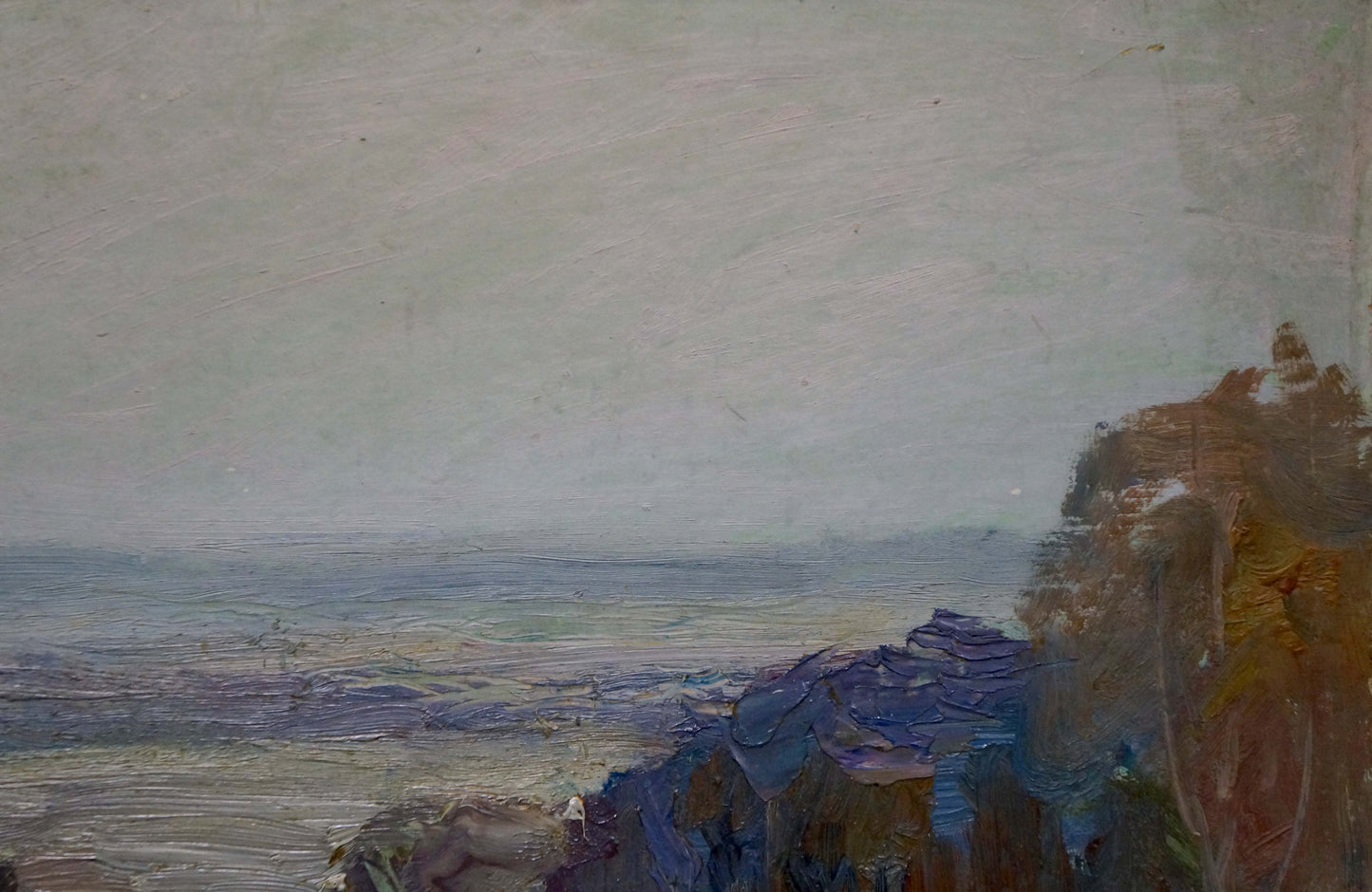 Textured oil painting of coastal landscape Mainly cloudy by Gantman Moses Faybovich